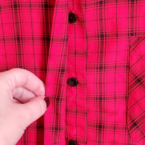 💝 VTG GIANNA BELLINI RED & BLACK POLYESTER BLOUSE - Picture 7 of 8